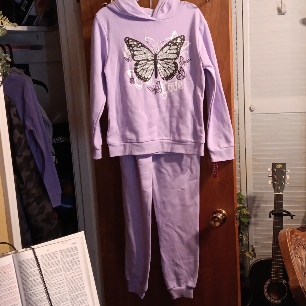 Purple Butterfly Sweat Suit